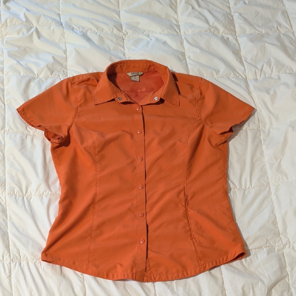 Duluth Trading Co Orange Short-Sleeve Button-Down Shirt